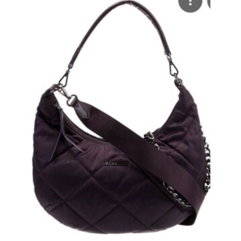 MZ WALLACE Quilted Madison Nylon Shoulder Hand Bag Crossbody Dark Purple Purse